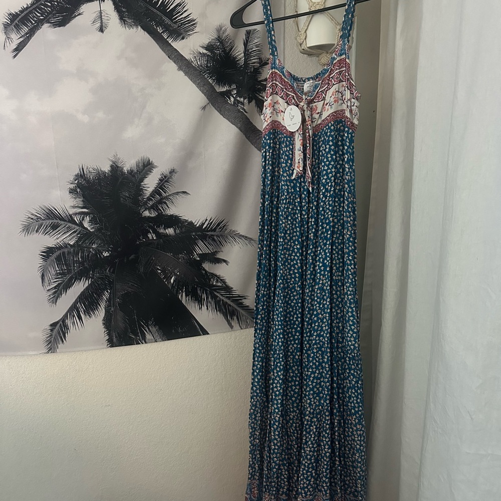 Patrons of Peace Teal and White Maxi Dress